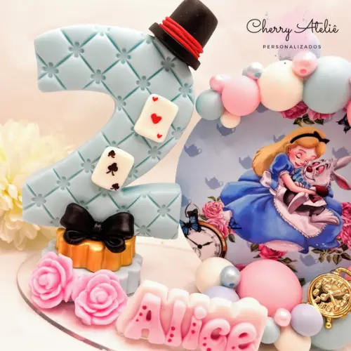 Vela Cenário Alice - Biscuit (personalizada)
