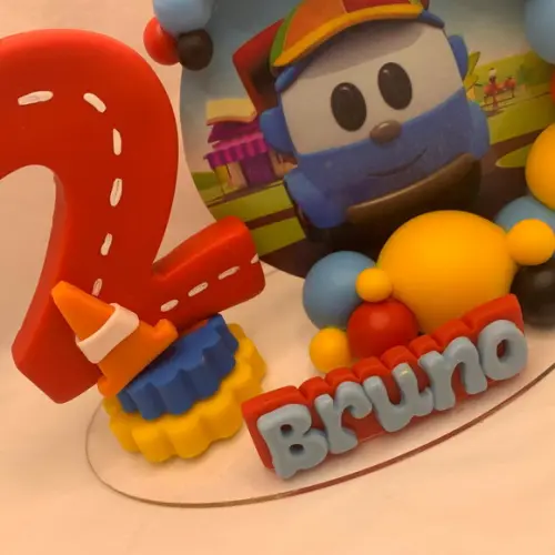 Vela Cenário Léo o Caminhão - Biscuit (personalizada)