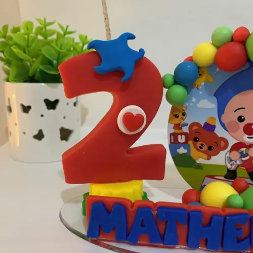 Vela Cenário Palhaço Plim Plim - Biscuit (personalizada)