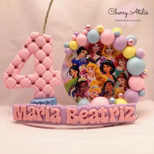 Vela Cenário Princesas - Biscuit (personalizada)