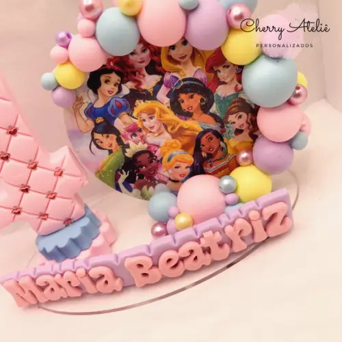 Vela Cenário Princesas - Biscuit (personalizada)