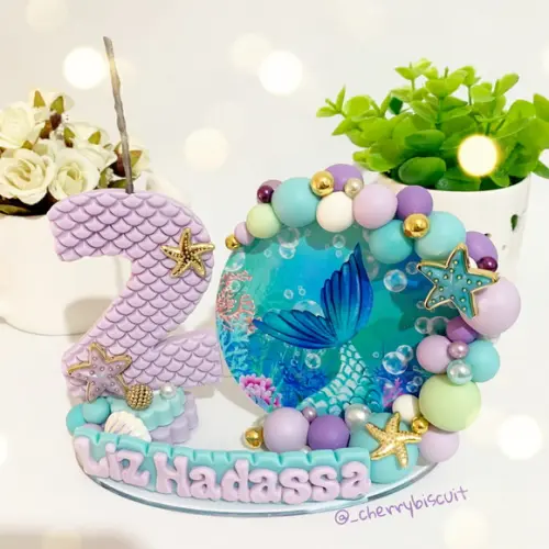 Vela Cenário Sereia - Biscuit (personalizada)