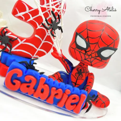 Vela Homem Aranha com Boneco - Biscuit