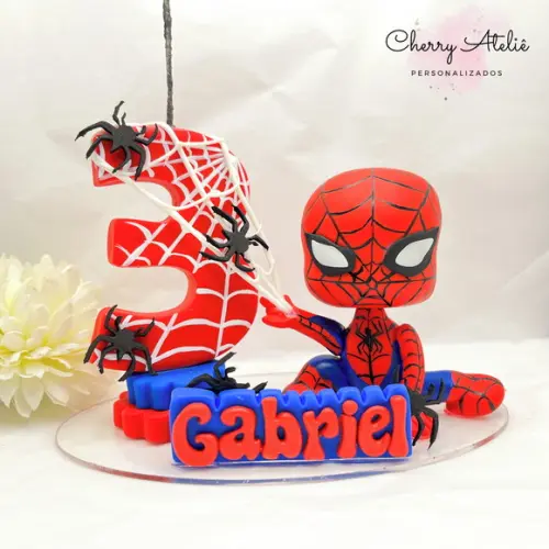 Vela Homem Aranha com Boneco - Biscuit