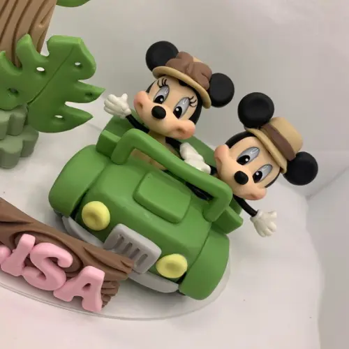 Vela Mickey e Minnie Safari Jipe - Biscuit (personalizada)