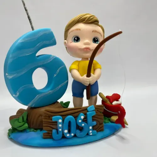 Vela Pescaria com Boneco - Biscuit (personalizada)