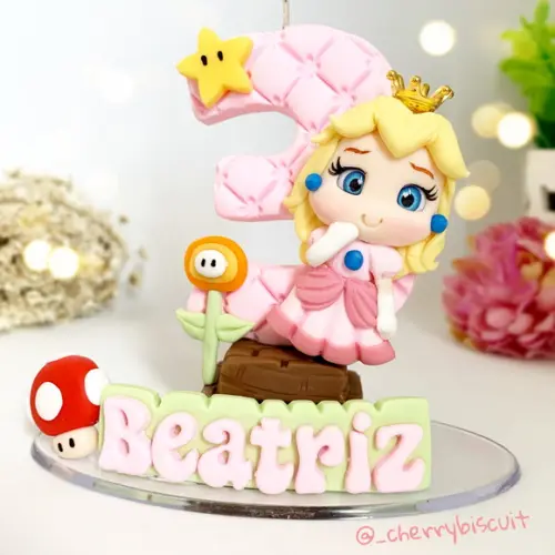 Vela Princesa Peach (super Mario Bros) - Biscuit (personali