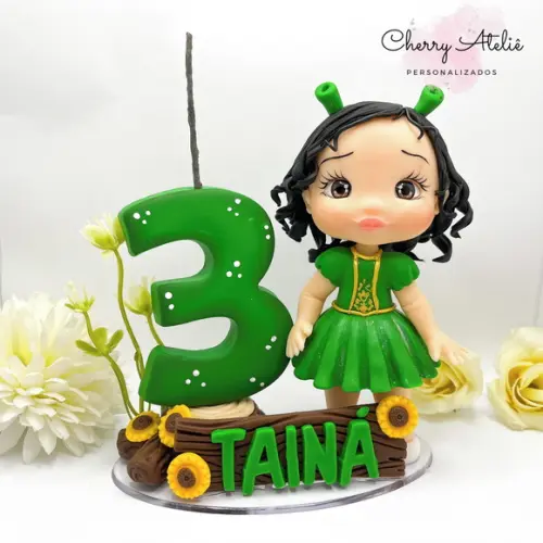Vela Shrek com Boneca - Biscuit (personalizada)