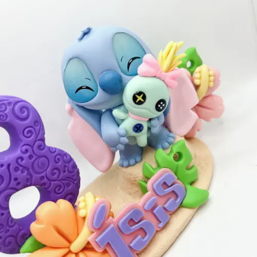 Vela Stitch e Xepa - Biscuit (personalizada)