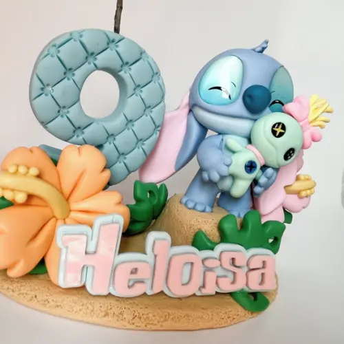 Vela Stitch e Xepa - Biscuit (personalizada)
