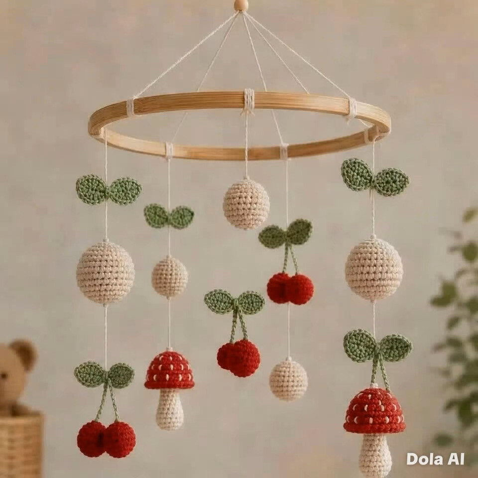 Móbile de Berço em Amigurumi jardim encantado