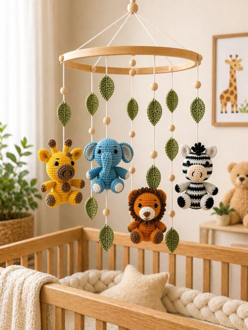Móbile em Amigurumi Baby Safári