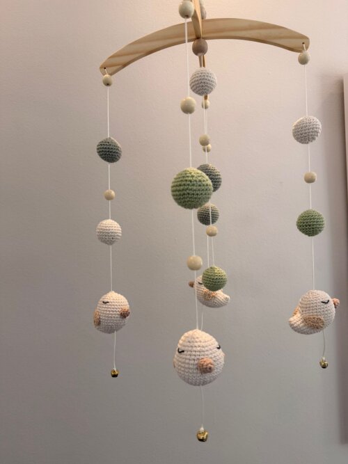 Móbile de berço em Amigurumi - Passarinhos Sonhadores