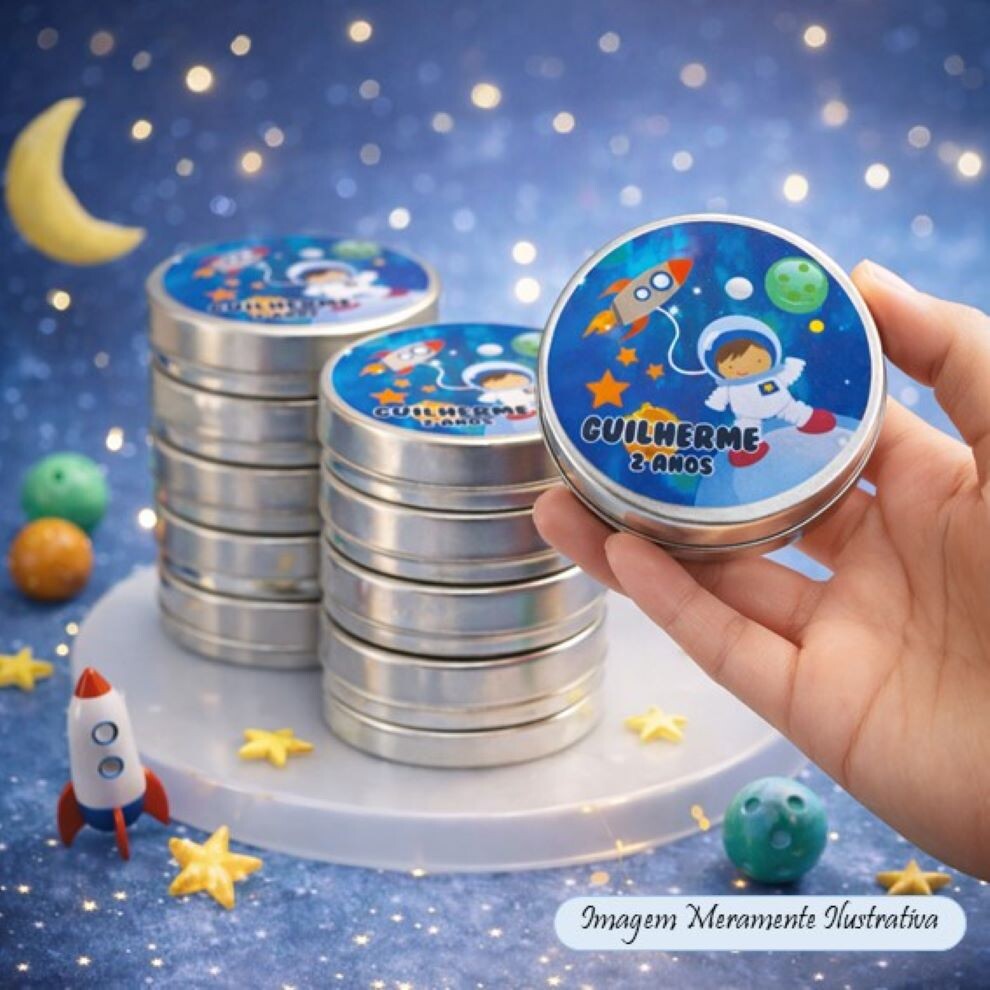 Latinhas Astronauta Personalizadas - Festa Infantil Tema Espaço