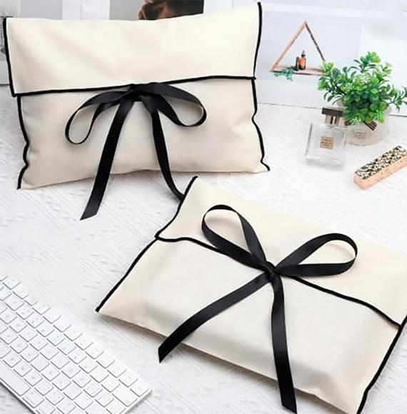 100 Envelopes em Algodão Personalizado e Fita - 20x30cm -