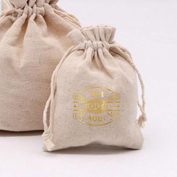 100 Sacos em Linho c/ Bbd Personalizados - 10x7cm