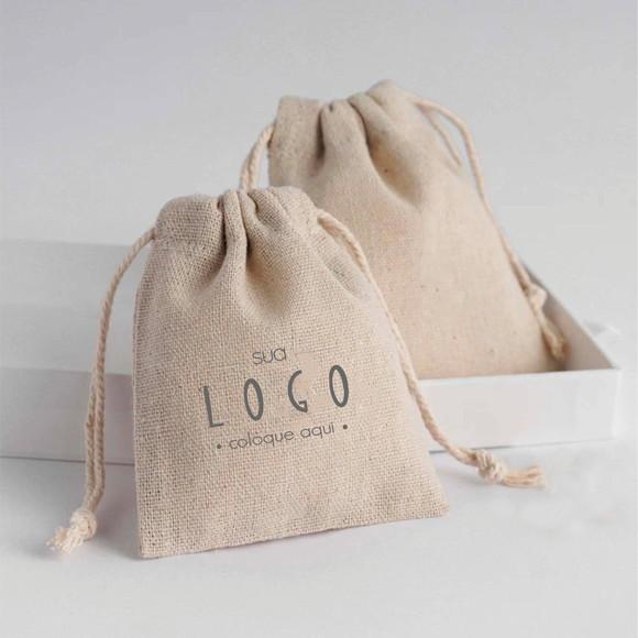 100 Sacos em Linho Personalizados - 7x10