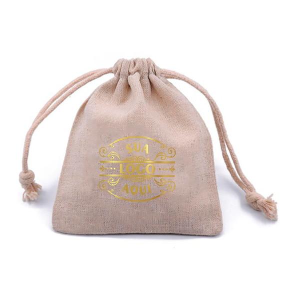100 Sacos em Linho s/ Bbd Personalizados - 9x12