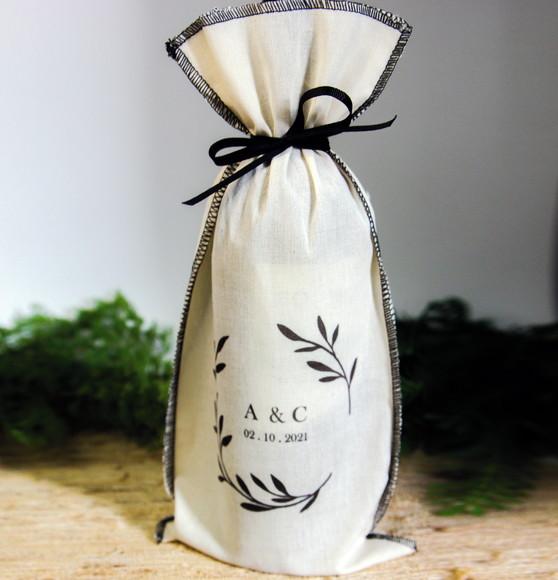 15 Sacos para Vinho em Algodão c/ Fita - 15 x 35cm