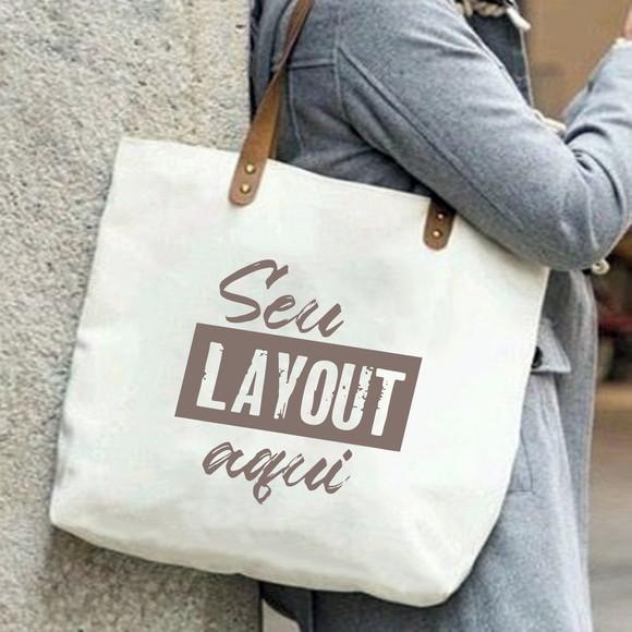 50 Ecobags 40x40x8 em Lona e Couro - Personalizadas