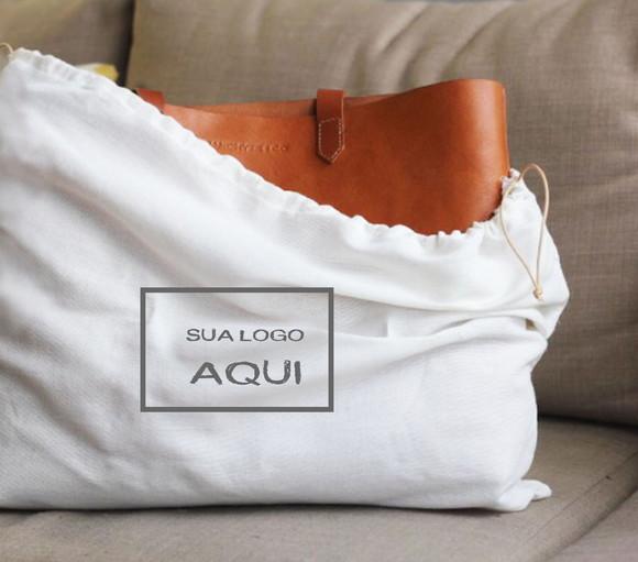 50 Sacolas em Algodão Cru Personalizadas - 45 x 50cm