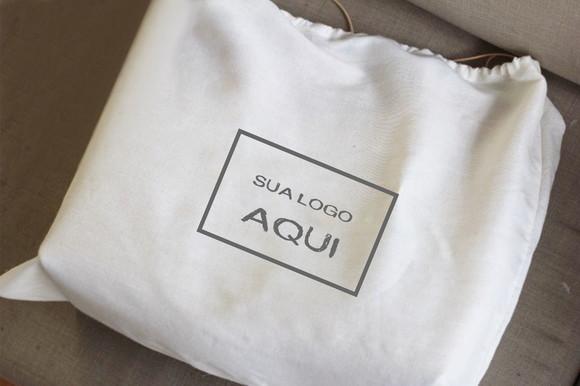 50 Sacolas em Algodão Cru Personalizadas - 45 x 50cm