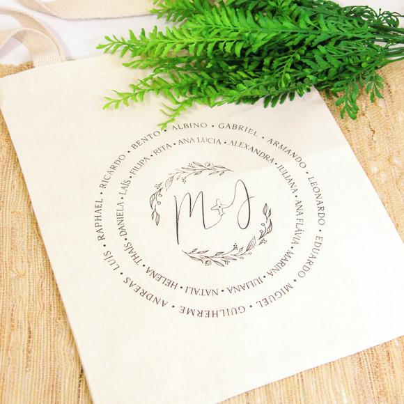50 Sacolas em Algodão Cru Personalizadas - 30 x 35cm