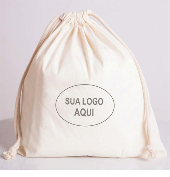 50 Sacolas em Algodão Cru Personalizadas - 40 x 40cm