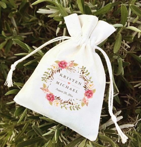 50 Saq de Algodão Cru Personalizados c/ Babado - 10 x 7cm