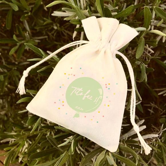 50 Saq de Algodão Cru Personalizados c/ Babado- 10 x 12cm