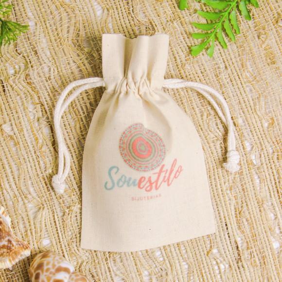 50 Saq. Algodão Cru Personalizados c/ Babado - 10 x 15cm