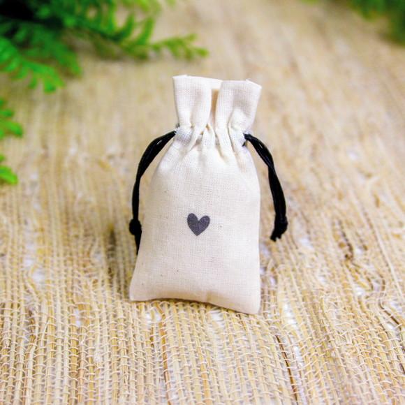 50 Saq. de Algodão Cru Personalizados c/ Babado - 5 x 7cm