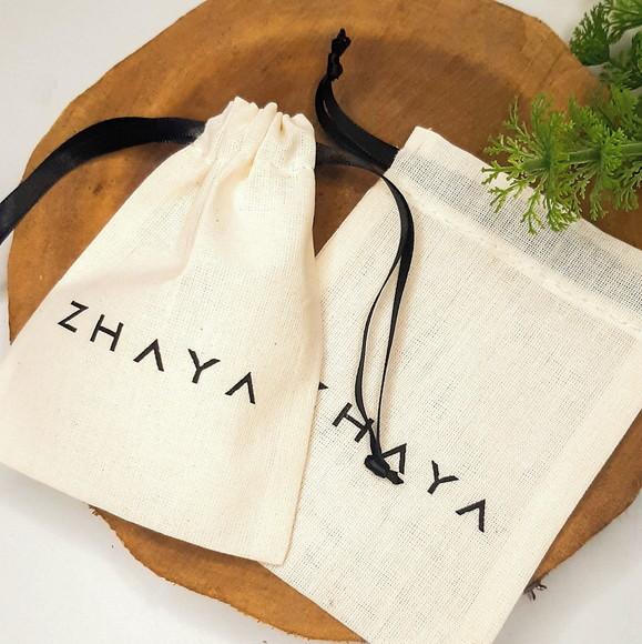 50 Saq. de Algodão Cru Personalizados c/ Fita - 10 x 15cm