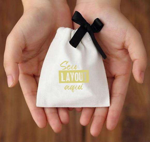 50 Saq. de Algodão Cru Personalizados c/ Fita - 8 x 10cm