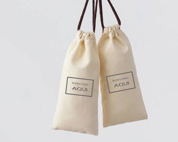 50 Saquinhos de Algodão Cru Personalizados - 06 x 14cm