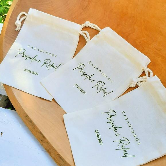 50 Saquinhos de Algodão Cru Personalizados - 12 x 15cm