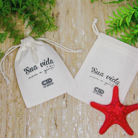 50 Saquinhos de Algodão Cru Personalizados - 12 x 15cm