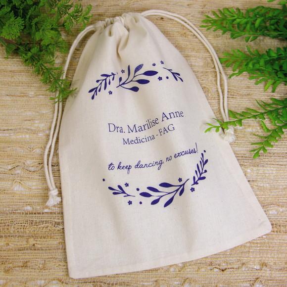 50 Saquinhos de Algodão Cru Personalizados - 20 x 30cm