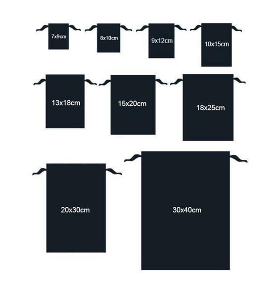 50 Saquinhos em Algodão Preto Personalizados - 15 x 20cm