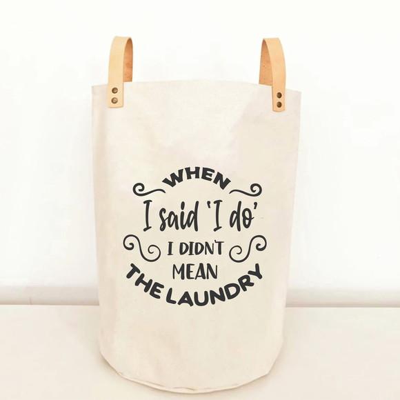 Cesto Laundry em Lona c/ Alças em Couro Ecológico - Ce125