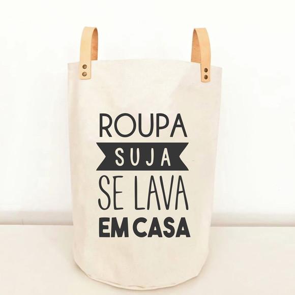 Cesto Laundry em Lona c/ Alças em Couro Ecológico - Ce121