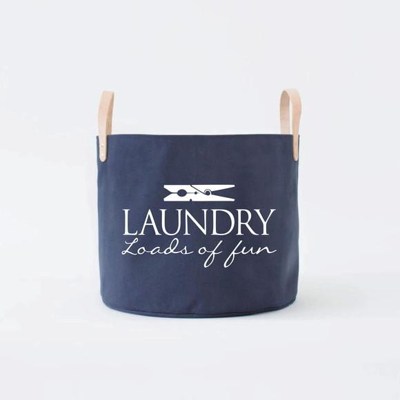Cesto Laundry em Lona c/ Alças em Couro Ecológico - Occ04