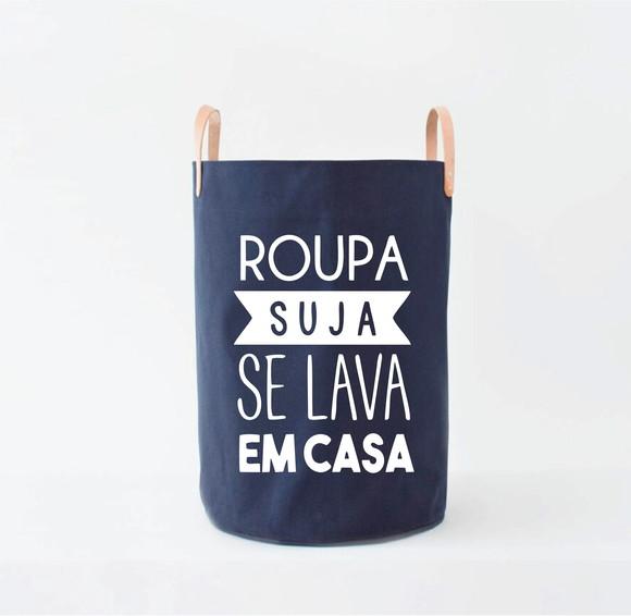 Cesto Roupa Suja e c/ Alças em Couro Ecológico