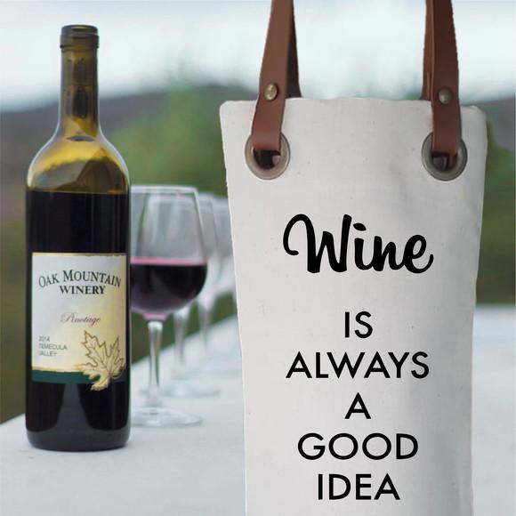 Wine Bag em Algodão e Alças Couro Ecológico - Wb296