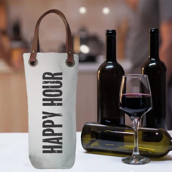 Wine Bag em Algodão e Alças Couro Ecológico - Wb306