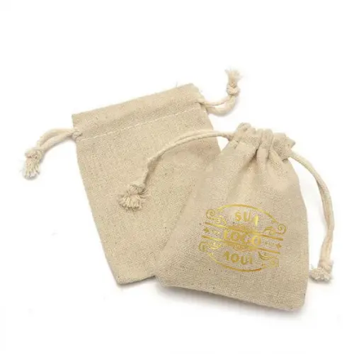 100 Sacos em Linho c/ Bbd Personalizados - 10x7cm