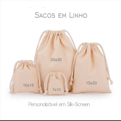 100 Sacos em Linho Personalizados - 7x10