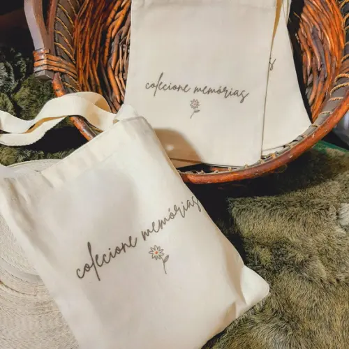 50 Sacolas em Algodão Cru Personalizadas - 25 x 30cm