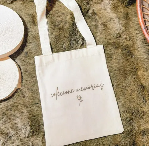 50 Sacolas em Algodão Cru Personalizadas - 25 x 30cm