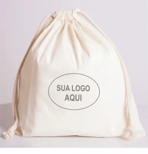 50 Sacolas em Algodão Cru Personalizadas - 40 x 40cm